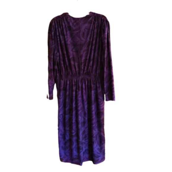 Vintage 80s midi rouched dress in great color - Picture 3 of 14